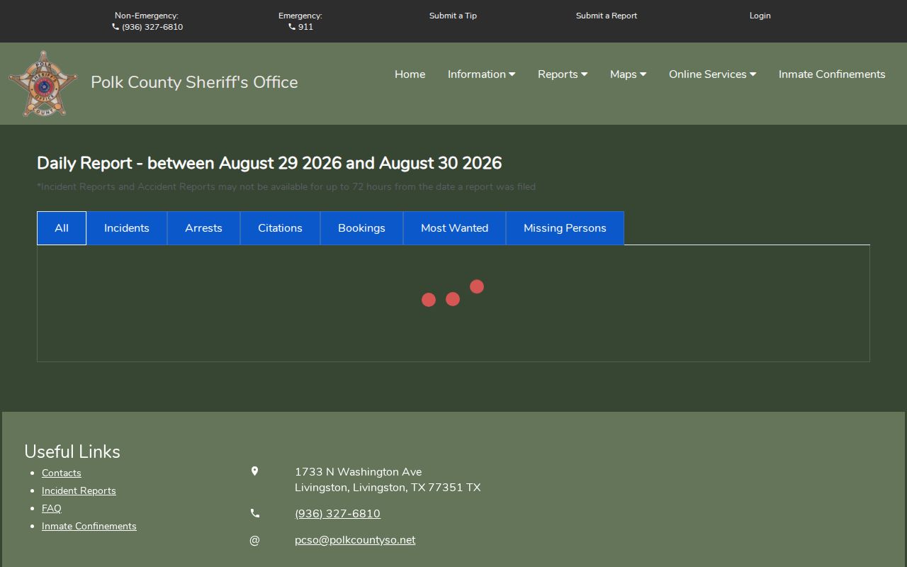 Polk County booking daily report official search interface